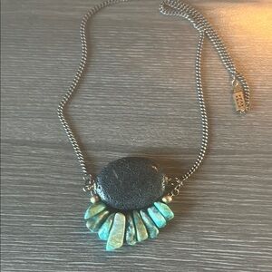 Blue and Silver Necklace with Turquoise Accents